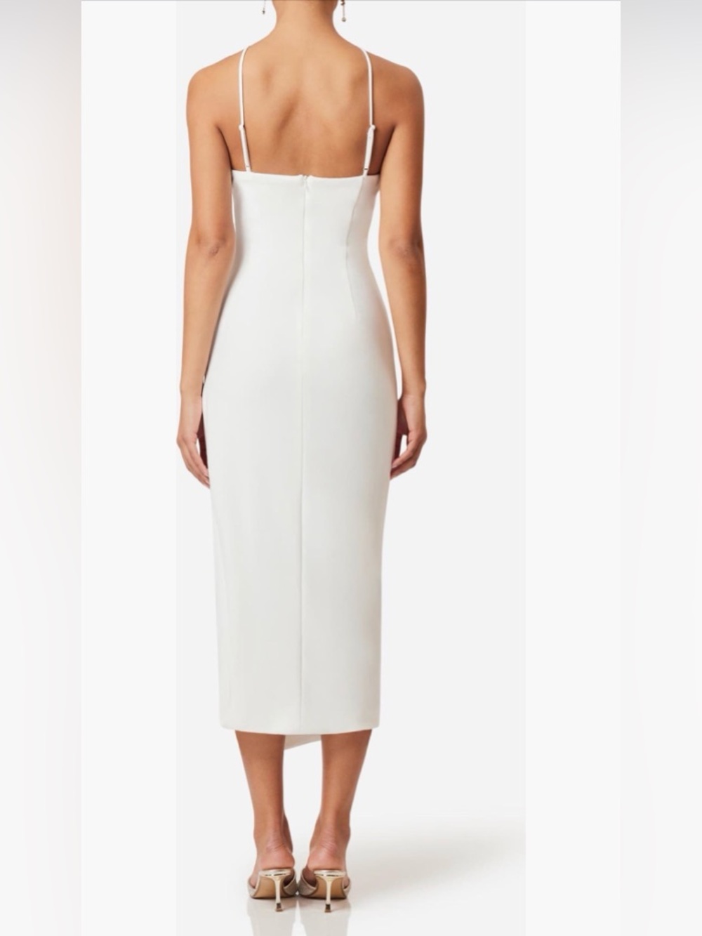 Elliatt Janelle Floral Appliqué Halter Neck Cocktail White Midi Dress Size Large - Picture 2 of 11